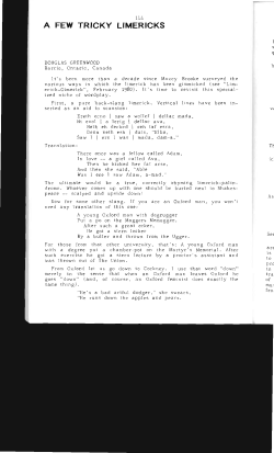 A Few Tricky Limericks - Digital Commons @ Butler University
