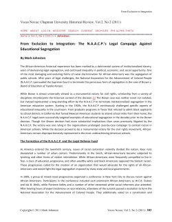 From Exclusion to Integration: The N.A.A.C.P.`s Legal Campaign