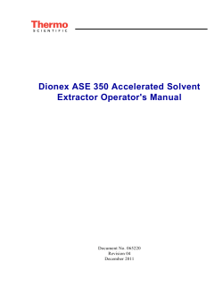 Dionex ASE 350 Accelerated Solvent Extractor Operator`s
