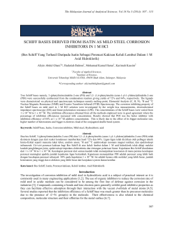 SCHIFF BASES DERIVED FROM ISATIN AS MILD STEEL