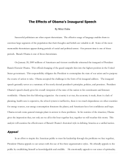The Effects of Obama`s Inaugural Speech