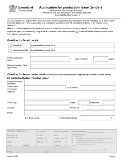 Application for Production lease tender
