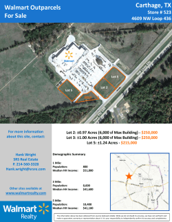 Carthage, TX Walmart Outparcels For Sale