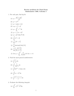 Review problems for Final Exam Mathematics 1300, Calculus 1 1