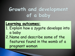 Learning outcomes: 1. Explain how a zygote develops into a baby 2