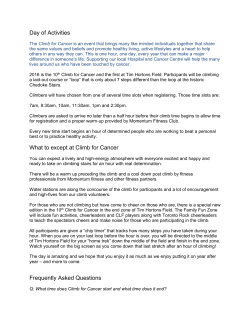 Day of Activities What to except at Climb for Cancer Frequently