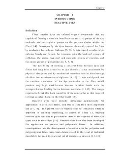 CHAPTER &ndash; 1 INTRODUCTION REACTIVE DYES Definition Fiber