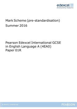 Mark Scheme (pre-standardisation) Summer 2016 Pearson Edexcel