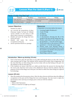 Lesson Plan For Unit 8 (Part 1)