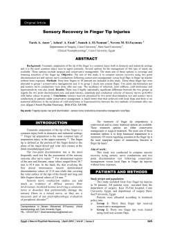 Sensory Recovery in Finger Tip Injuries