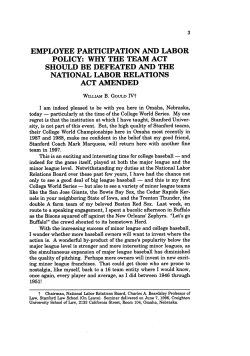 Employee Participation and Labor Policy: Why the Team Act Should