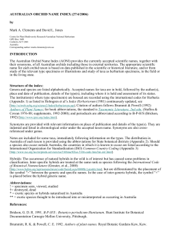 AUSTRALIAN ORCHID NAME INDEX - Australian National Botanic