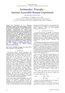 Archimedes` Principle &ndash; Internet Accessible Remote Experiment