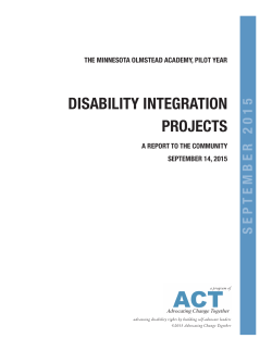 Olmstead Academy Report to the Community