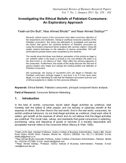 Investigating the Ethical Beliefs of Pakistani Consumers: An