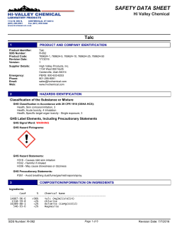Talc - Hi Valley Chemical Acid MSDS`s Page