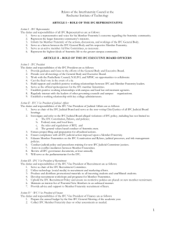 Bylaws of the Interfraternity Council at the