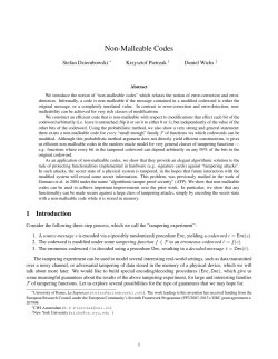 Non-Malleable Codes - NYU Computer Science