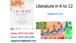 Literature in K to 12 - K to 12 and more | Education in the Philippines