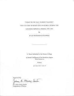 " Today is the Day to Shout Mansei": The Culture of Resistance in