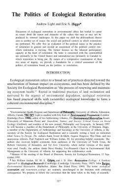 The Politics of Ecological Restoration