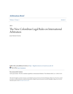 The New Colombian Legal Rules on International Arbitration