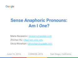 Sense Anaphoric Pronouns: Am I One?