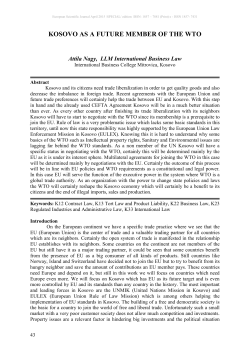 KOSOVO AS A FUTURE MEMBER OF THE WTO