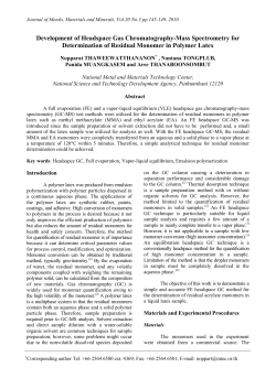 Development of Headspace Gas Chromatography