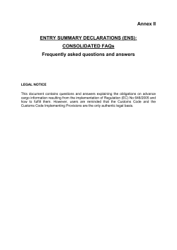 Annex II ENTRY SUMMARY DECLARATIONS (ENS