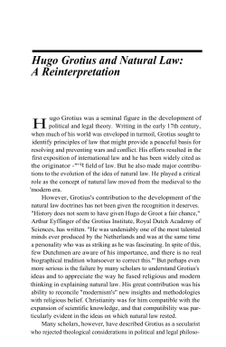 Hugo Grotius and Natural Law: A Reinterpretation