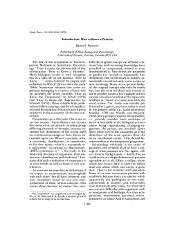 How to Know a Parasite The title of this symposium is "Contem