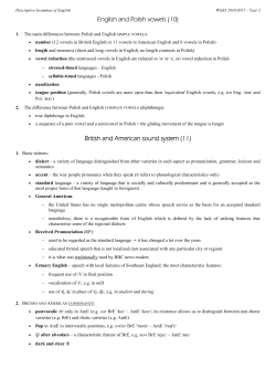English and Polish vowels English and Polish vowels