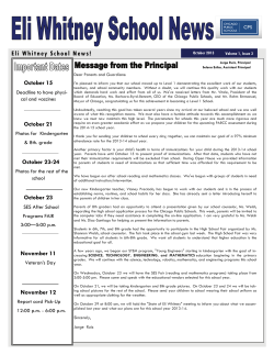 Eli Whitney School News! - Eli Whitney Elementary School