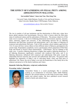 the effect of fathering on filial piety among adolescents in malaysia