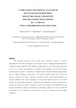 a tabulation and critical analysis of the wavelength