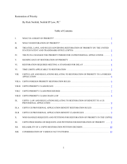 Restoration of Priority