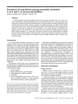 Prevalence of oral defects among neonatally intubated 3- to 5