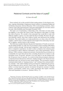 Relational Contracts and the Value of Loyalty