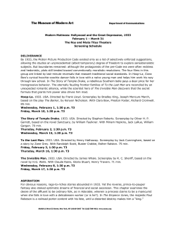 Modern Matinees: Hollywood and the Great Depression, 1933