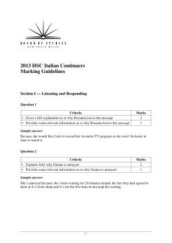 2013 HSC Italian Continuers Marking guidelines