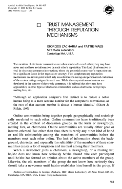 trust management through reputation mechanisms