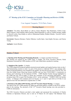 31 Meeting of the ICSU Committee on Scientific Planning and