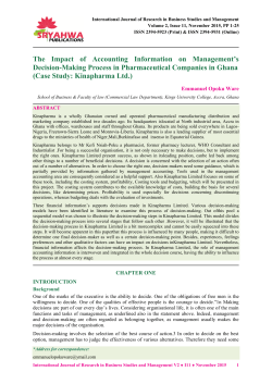 The Impact of Accounting Information on Management`s
