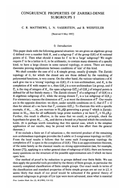 CONGRUENCE PROPERTIES OF ZARISKI