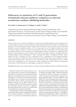 Differences in sensitivity of F1 and F2 generations of herbicide