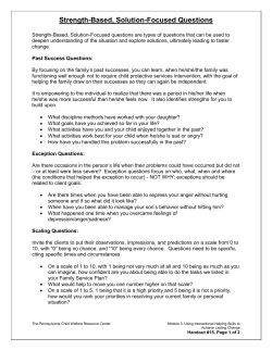 Strengths-Based, Solution-Focused Questions