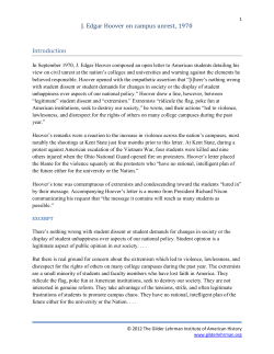 J. Edgar Hoover on campus unrest, 1970 Introduction