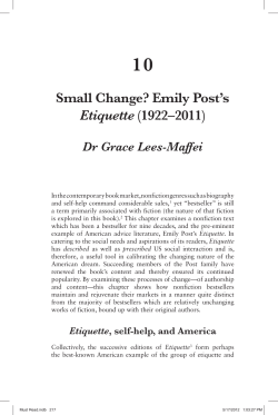 Small Change? Emily Post ` s Etiquette (1922