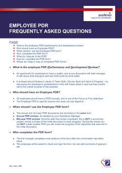 FAQ on PDR - Sodexo Remote Sites